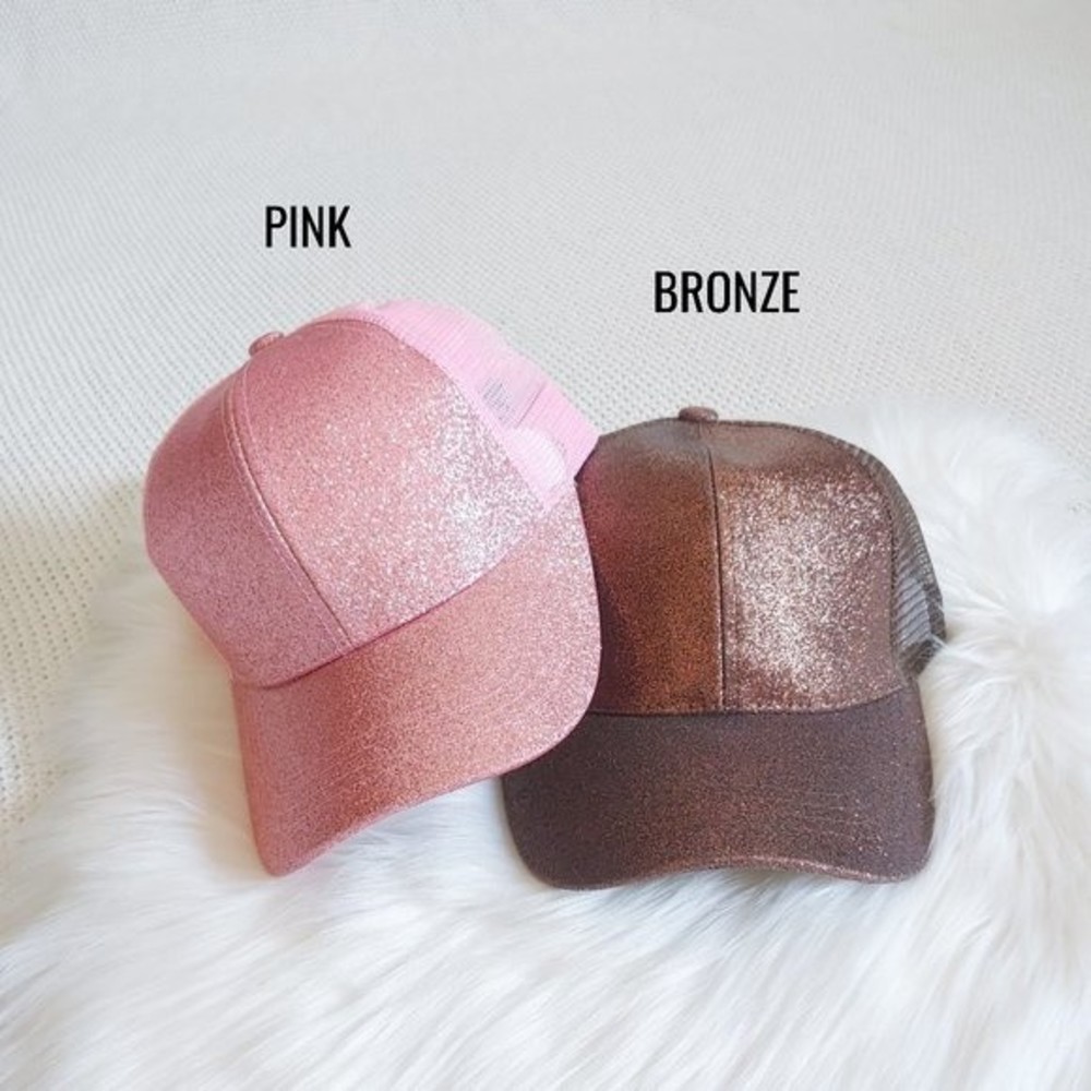 Pink Glitter C.C Ponytail Messy Bun Cap - Picture 7 of 8